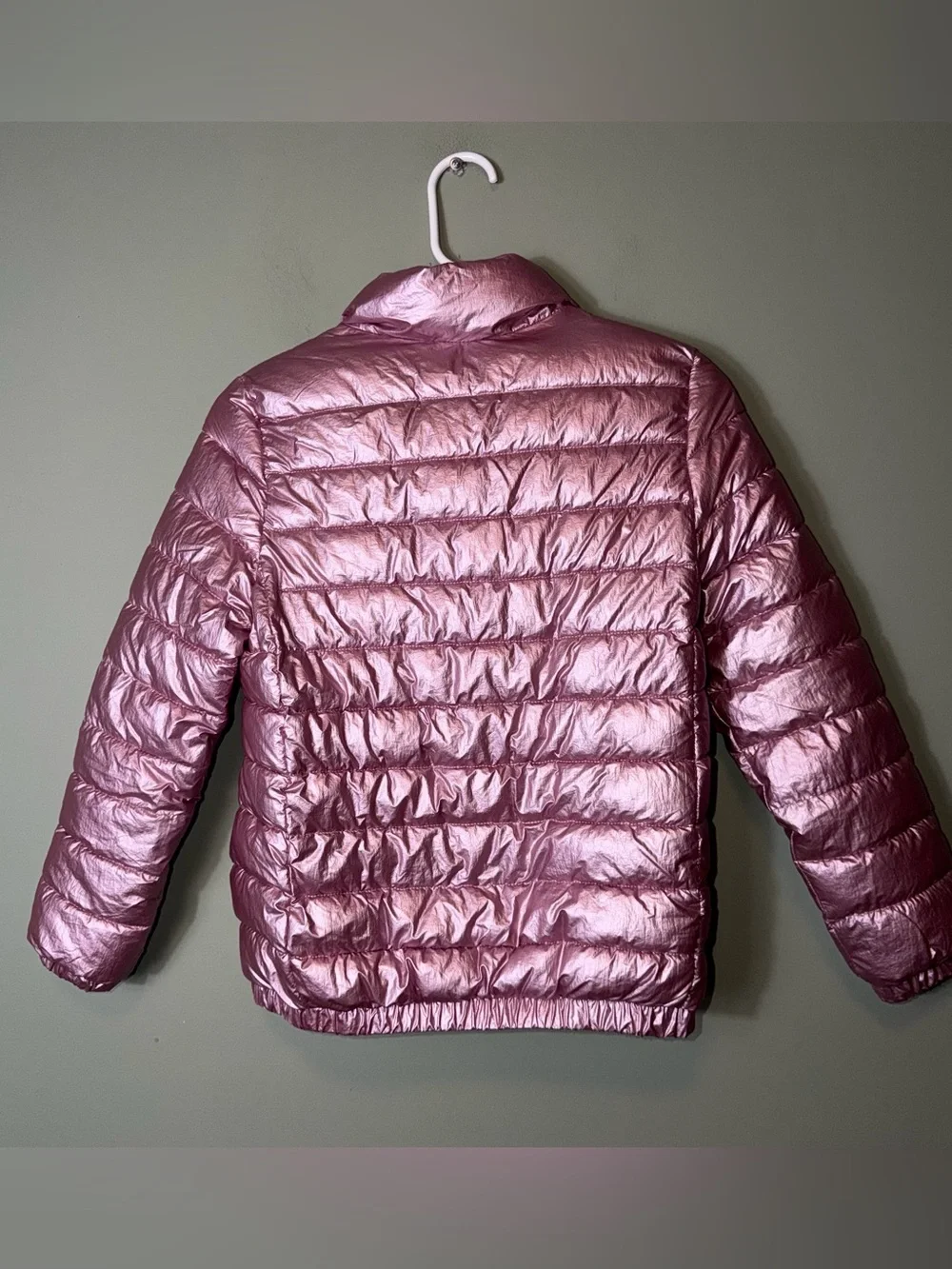 Zara Kids metallic pink puffer jacket Size 10